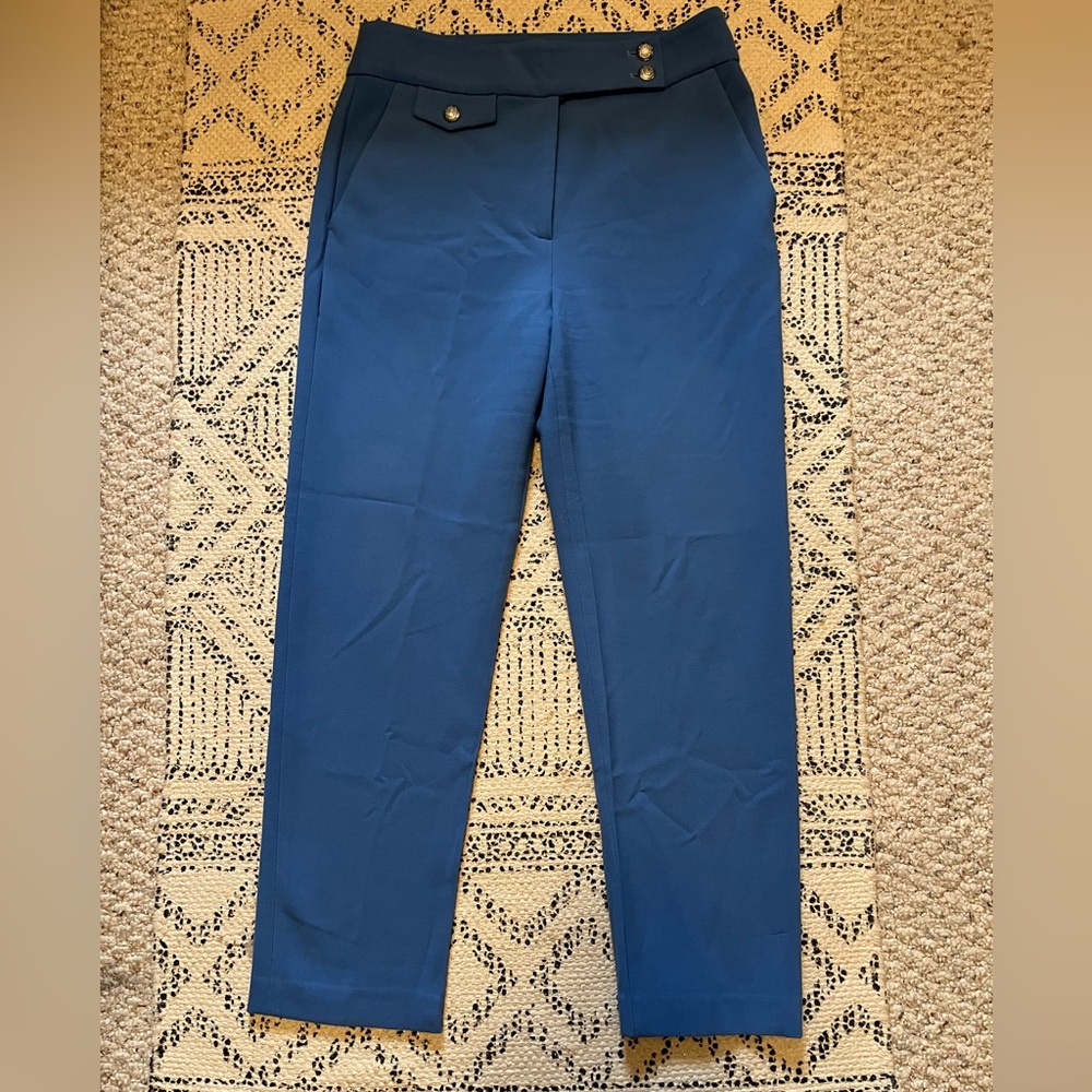 Veronica Beard Renzo Slim-Leg Crop Pants Trousers Bluebell Blue Sz 8 - Picture 3 of 10
